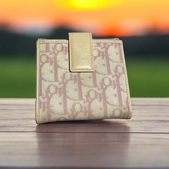 Christian Dior EUC Vintage Monogram Pink & Cream Trotter Compact Wallet - Picture 2 of 9